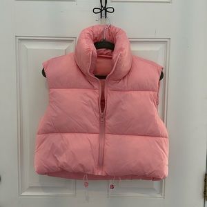 Pink Cropped Puffer Vest